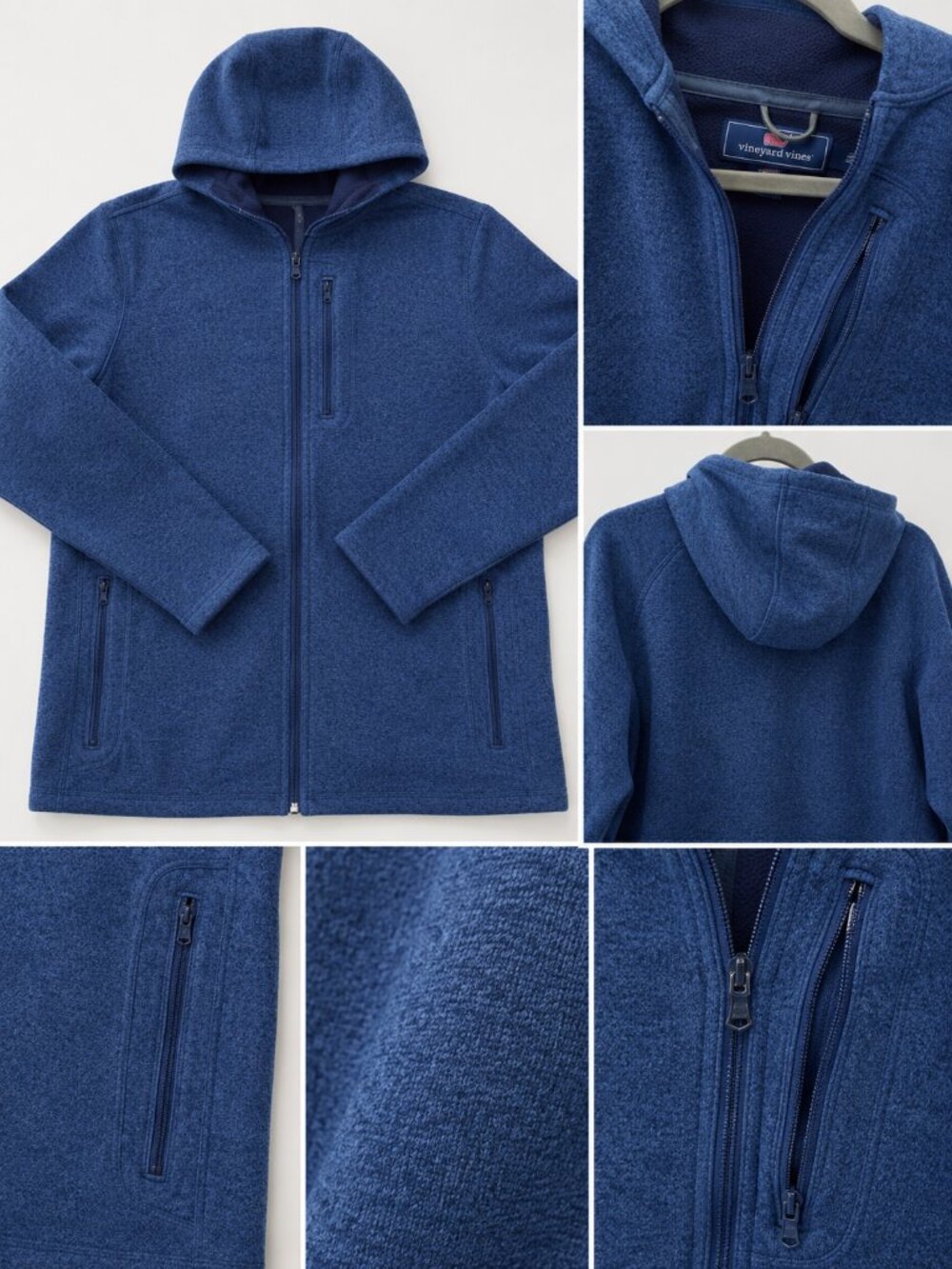 Vineyard Vines Men’s Sweater Fleece Full Zip Hoodie Blue M
